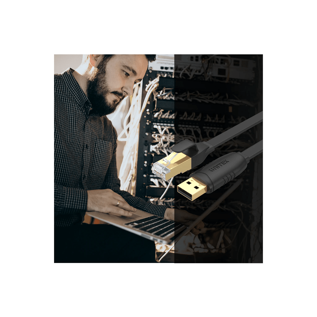 Unitek USB 2.0 to RJ45 Console Rollover Flat Cable in Qatar Unitek USB 2.0 to RJ45 Console Rollover Flat Cable in Qatar